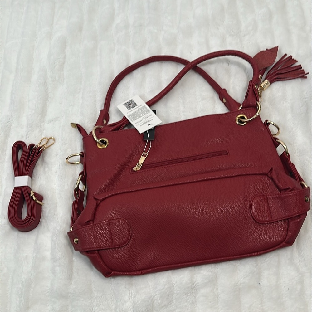 NWT Amazon Burgundy Leather Satchel